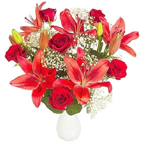 Red Lily and Rose Bouquet Flowers Delivery 4 U Southall, Middlesex