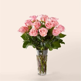 Classic 12 Pink Roses Bouquet