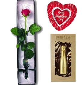 Single Rose, Chocolate & Prosecco