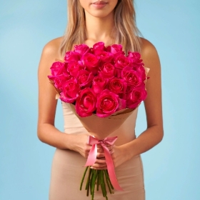 20 Hot Pink Roses